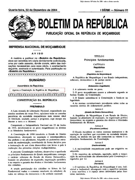 constituicao da republica de mocambique 2004