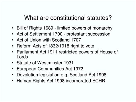 Constitutional Statutes Uk Examples