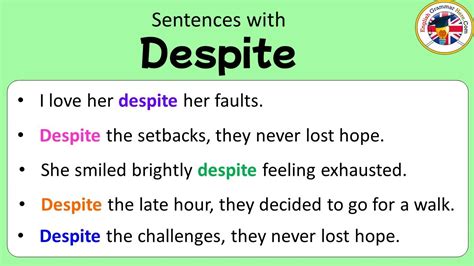 construct a sentence using despite