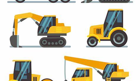 Set Of Heavy Construction Machines Vector Illustration