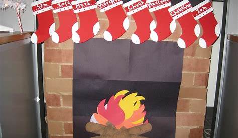 Construction Paper Fireplace Wall Decoration Christmas Crafts