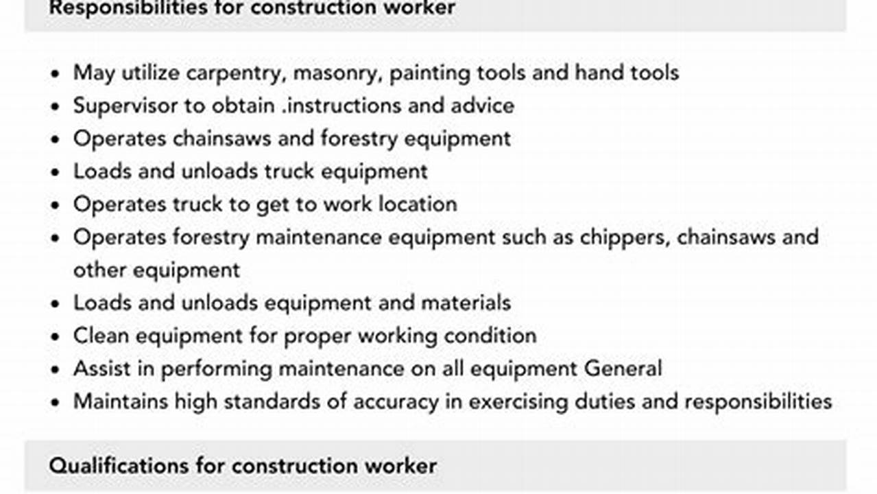 Construction Worker Job Requirements: A Comprehensive Guide