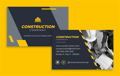 Construction Business Card Vector Template