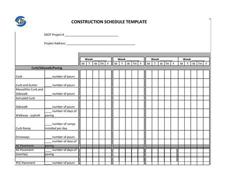 Construction Draw Schedule Template