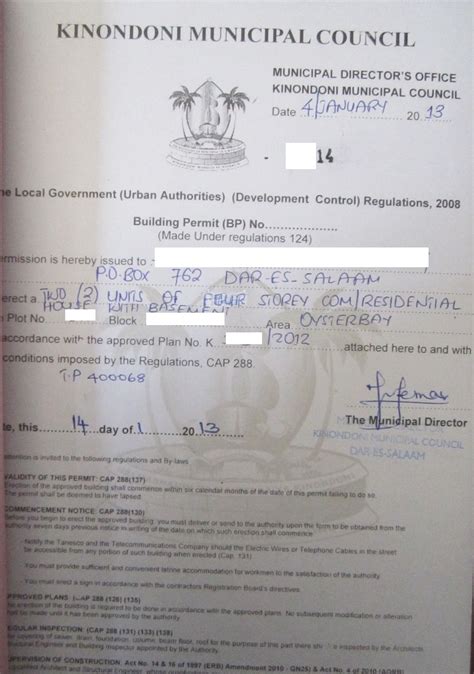 construction permit in tanzania