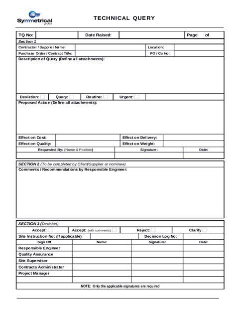 construction technical query form template