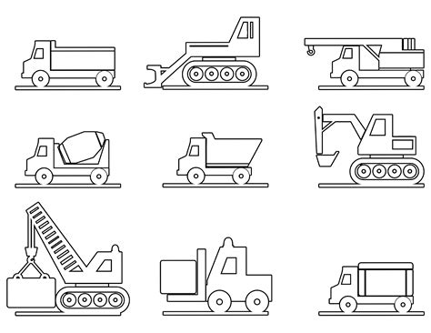 Construction Trucks Printable Template