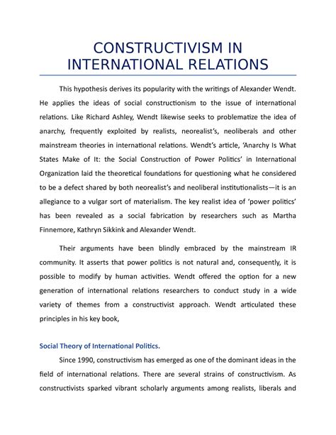 constructivism theory in international relations pdf notes
