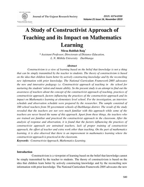 constructivist approach to teaching and learning pdf