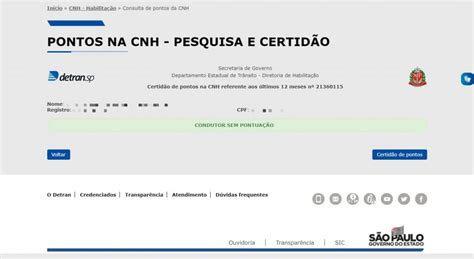 consulta ponto cnh sc