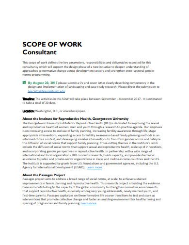 Scope of Work T . H . I . N . K. Consulting Services Limited
