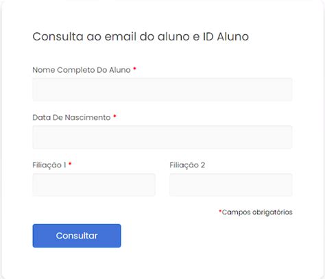 consultar email do aluno mg