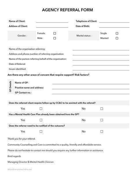 consulting client referral form template