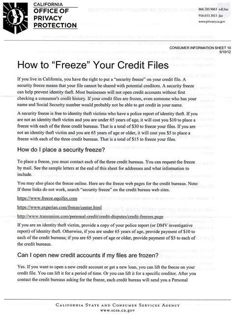 consumer freeze on credit report
