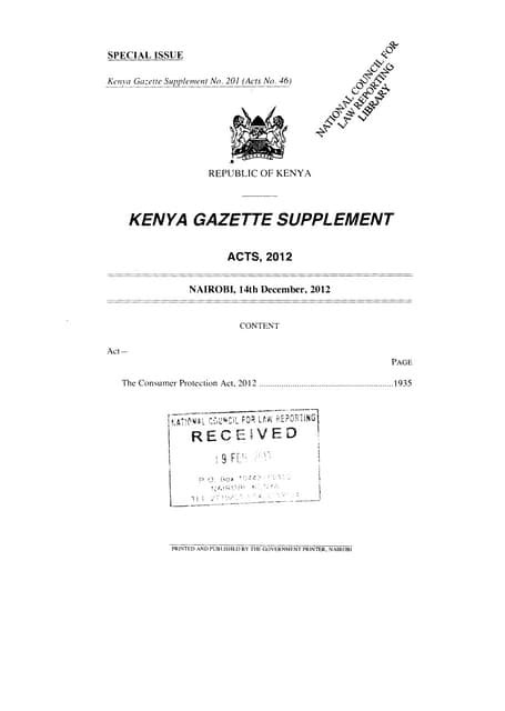 consumer protection act 2012 kenya