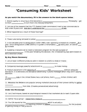 Consuming Kids Worksheet