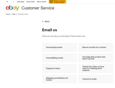 contact ebay customer service email