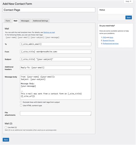 contact form 7 template code