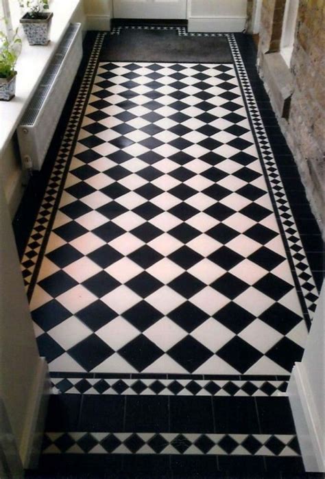 contemporary art gallery black and white tile floor