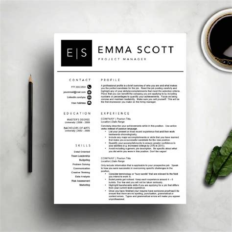 contemporary resume template