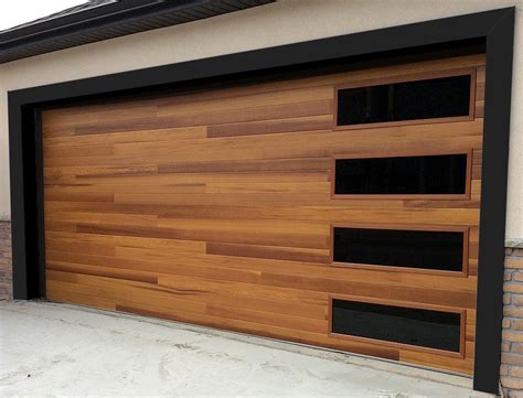 contemporary wood garage doors