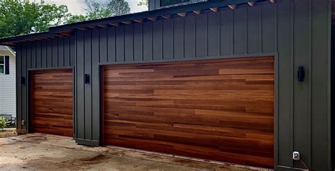 contemporary wooden garage doors