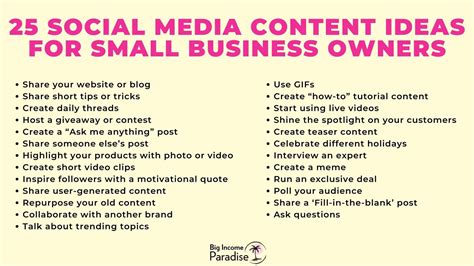 content ideas for small business