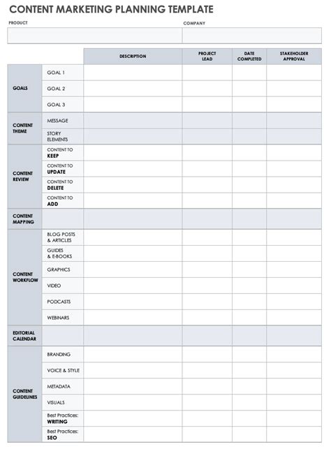 content marketing planner template