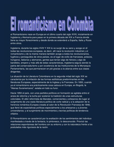contexto social del romanticismo en colombia