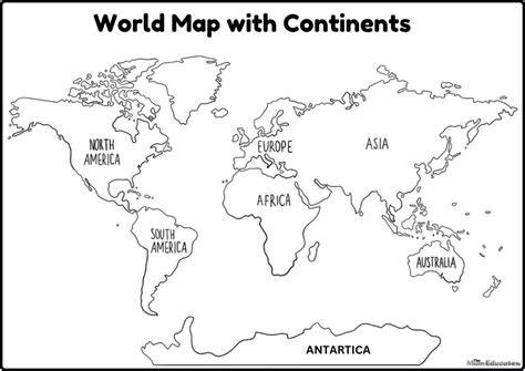 Continents Map For Kids Printable