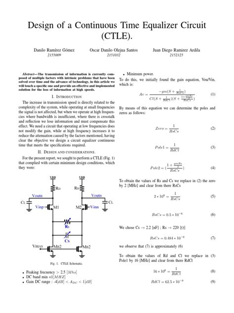 Continuous Time Linear Equalizer Design