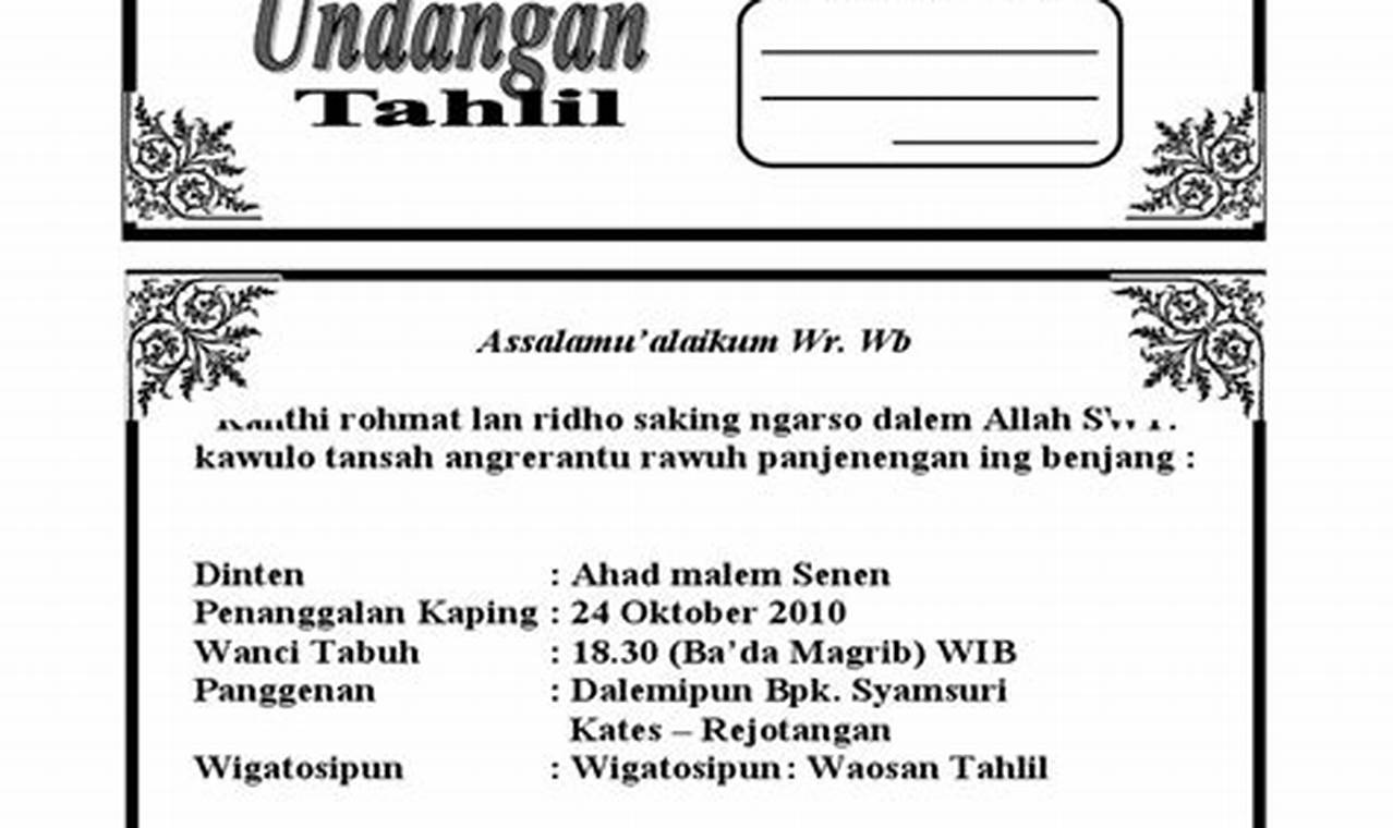 Contoh Atur Atur Tahlilan Bahasa Jawa