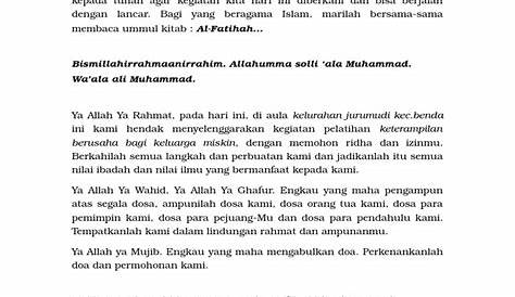 Contoh DOA Apel / Upacara ~ BELAJAR MENULIS