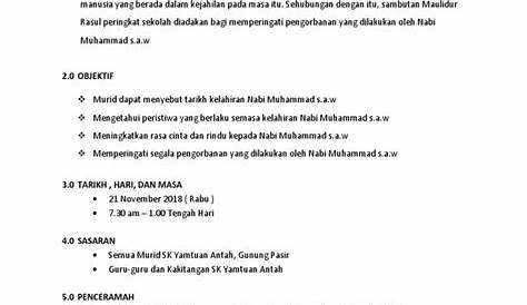 Kertas Kerja Maulidur Rasul Sekolah Rendah