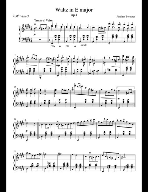 Waltz in E major (original) Sheet music for Piano (Solo)