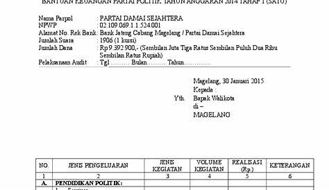 Contoh Surat Laporan Pertanggungjawaban Keuangan Idesurat My Id - Riset