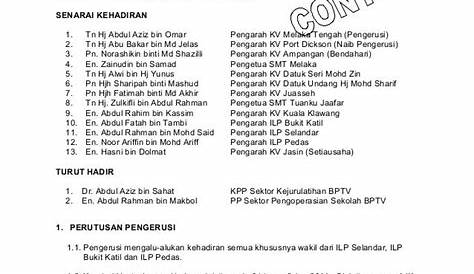 Contoh Minit Mesyuarat Panitia Bahasa Melayu 2022 - IMAGESEE