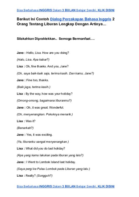 Percakapan Bahasa Sunda 4 Orang Tentang Liburan