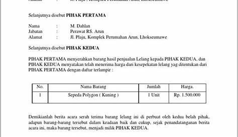 Download Contoh Surat Serah Terima Barang yang Benar