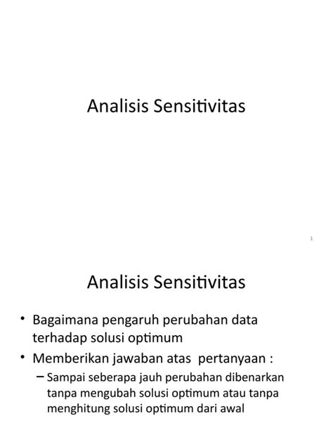 Contoh Soal Analisis Sensitivitas