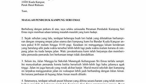 Contoh Aduan Surat Rasmi