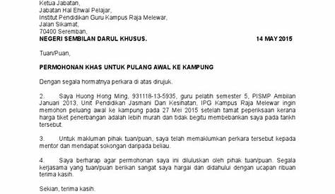 Contoh Surat Rasmi Balik Kampung - Modif B