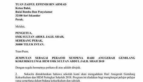 Contoh Surat Jemputan Vip Ke Majlis Perasmian