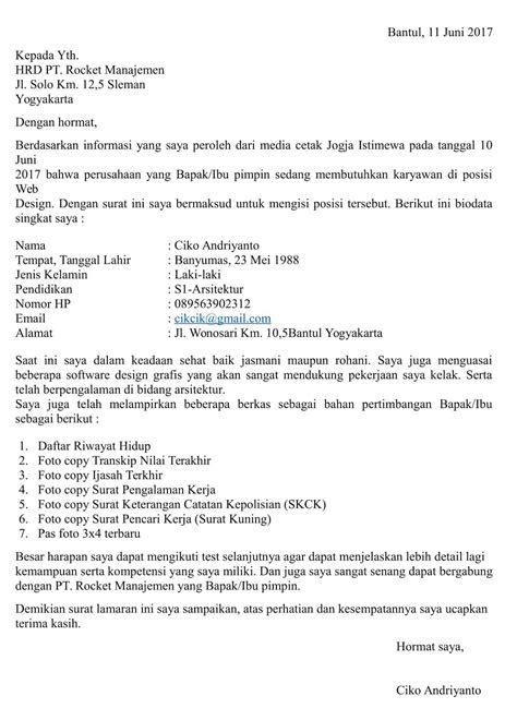 Kumpulan 7 Contoh Surat Lamaran Kerja Palembang Yudho Gambar