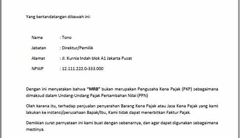 Surat Pernyataan Non PKP