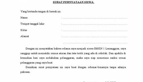 Contoh Surat Pernyataan Siswa - Mybizle