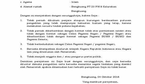 Contoh Pakta Integritas Pegawai Kontrak - Contoh Surat Pernyataan Tidak