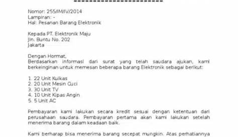 Contoh Surat Pesanan Barang Atk - Homecare24