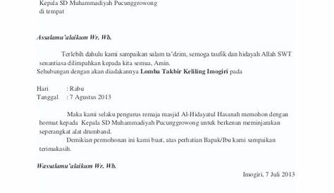 Contoh Surat Rasmi Bagi Peminjaman Barang-Barang | PDF