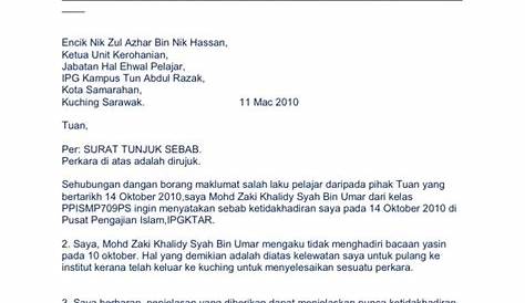 Contoh Surat Tunjuk Sebab Dari Majikan : Contoh Surat Tunjuk Sebab